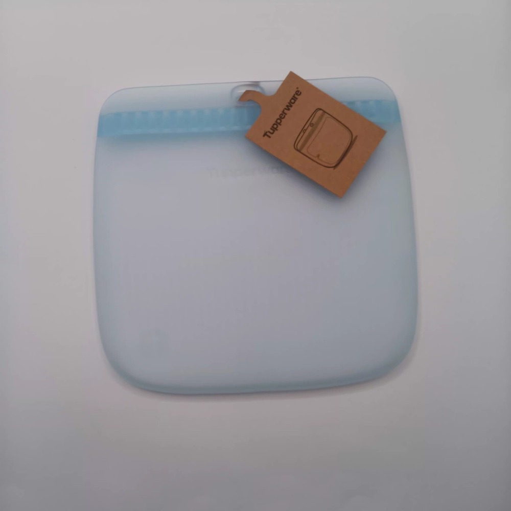 Tupperware Reusable Silicone Bag Small Translucent Blue Food Storage New